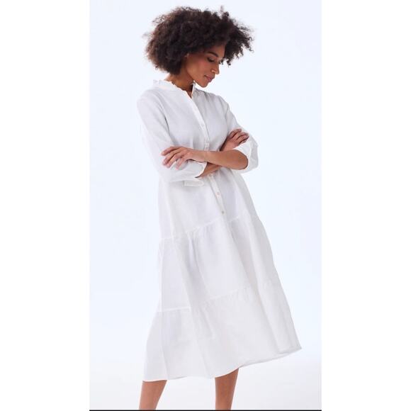Alice Walk white Tiered Midi Dress - S - Picture 1 of 4